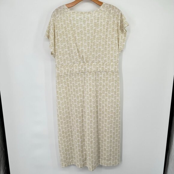 Royal Robbins Essential Tencel Dash Dress Midi Size XL Cream Allover Print UPF 5 - Picture 8 of 11
